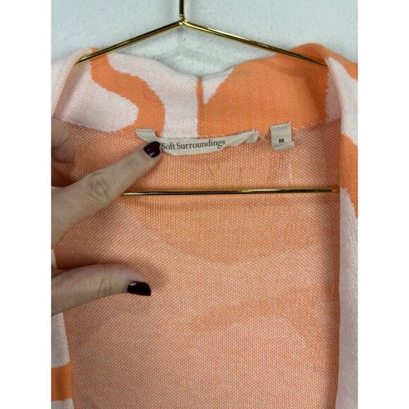 Soft Surroundings Color Burst Long Open Cardigan Size Medium Women’s Orange Red - Picture 3 of 9
